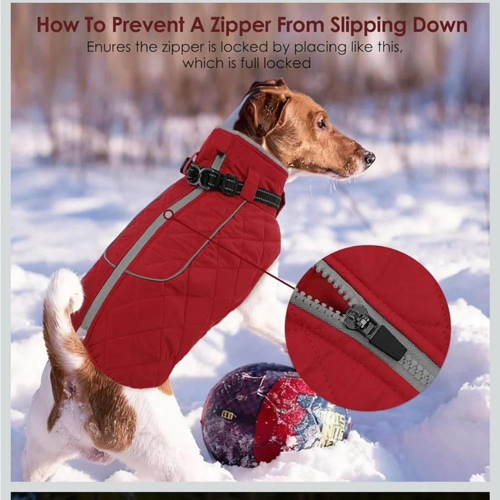 AOFITEE Large Dog Winter Jacket, Waterproof With Back Zipper, Reflective  542 -1